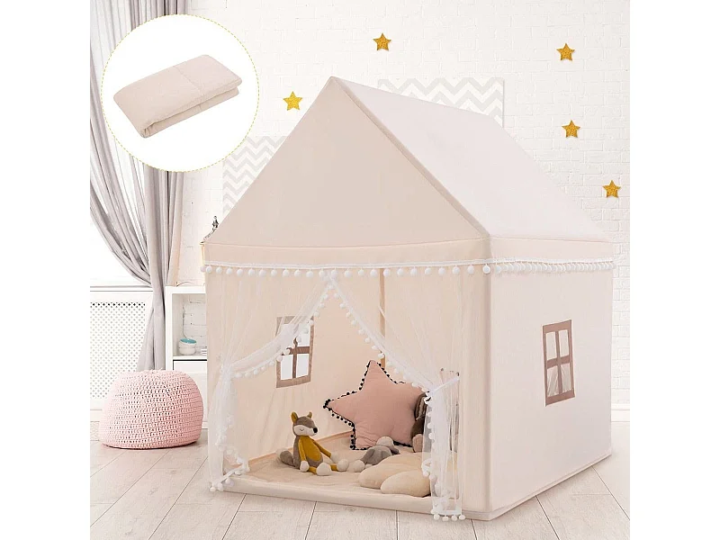 Kinderspielhaus Kinderzelt Spielhaus Prinzess Prinzessin 120 x 105 x 140 cm Beige+Braun