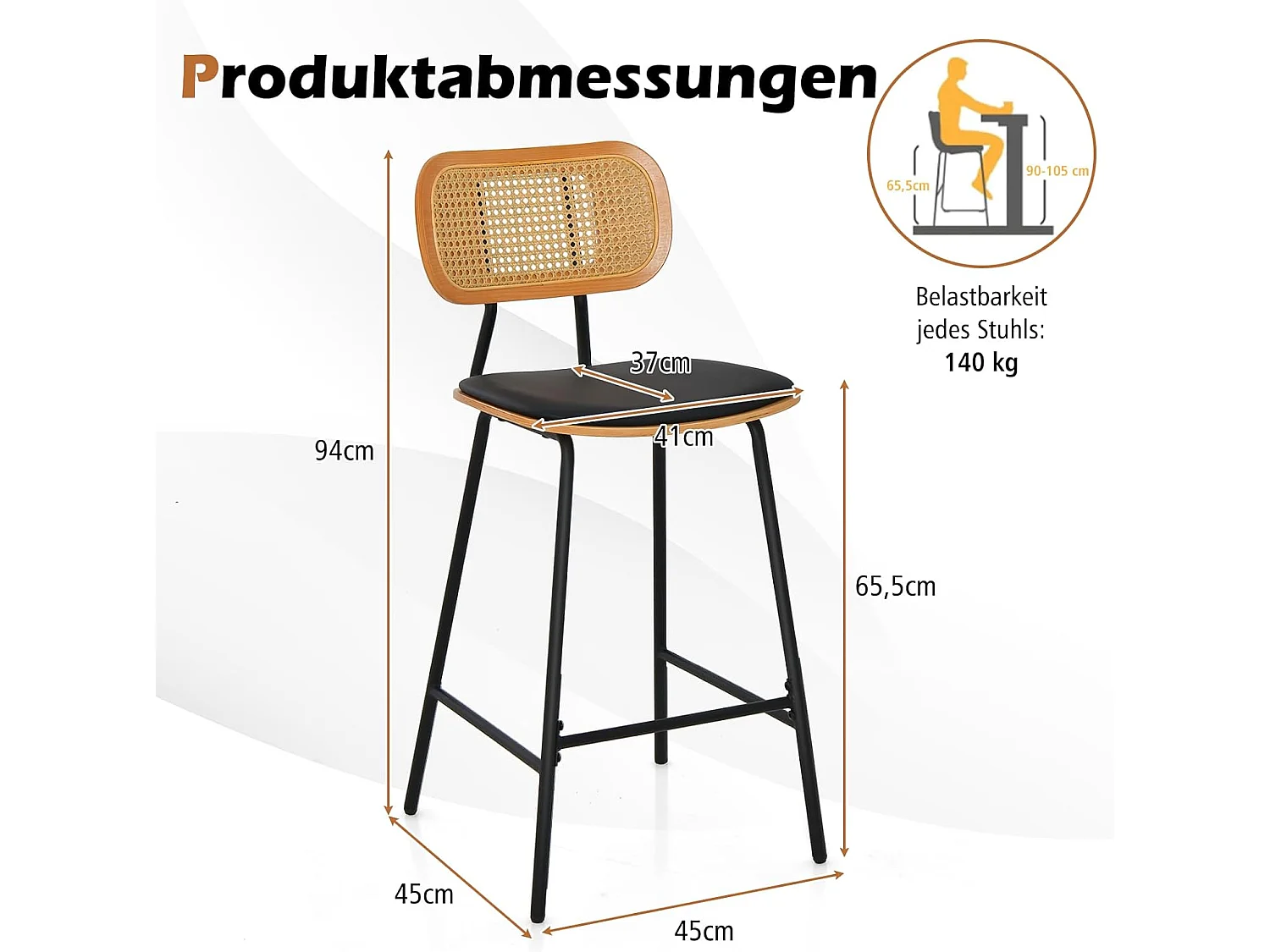 Barhocker VH33444NW-4DE (2er Set)