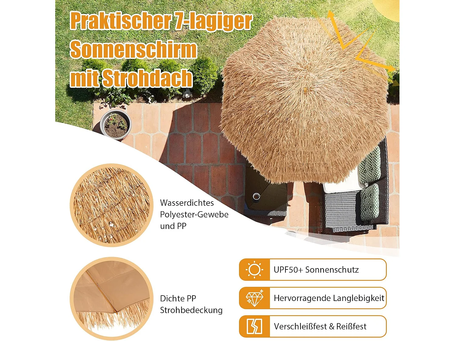 243cm Sonnenschirm Hawaii Strandschirm