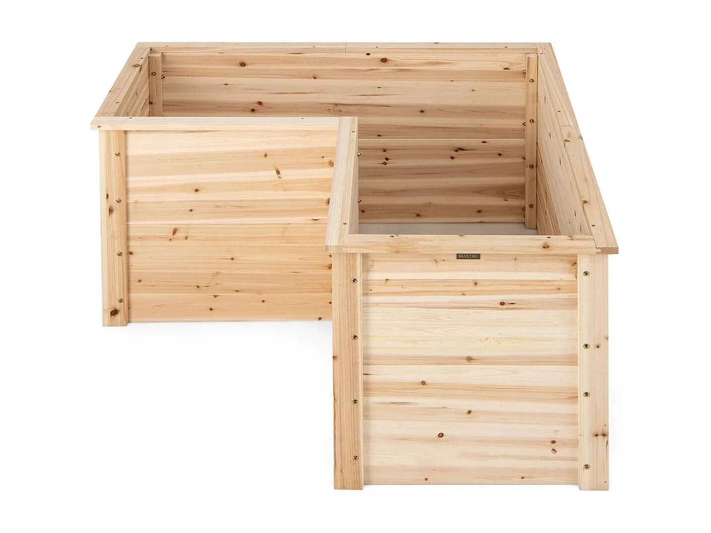 Letto rialzato in legno da giardino con base aperta, Vaso rialzato a forma di L da giardino 120x120x63cm  Naturale