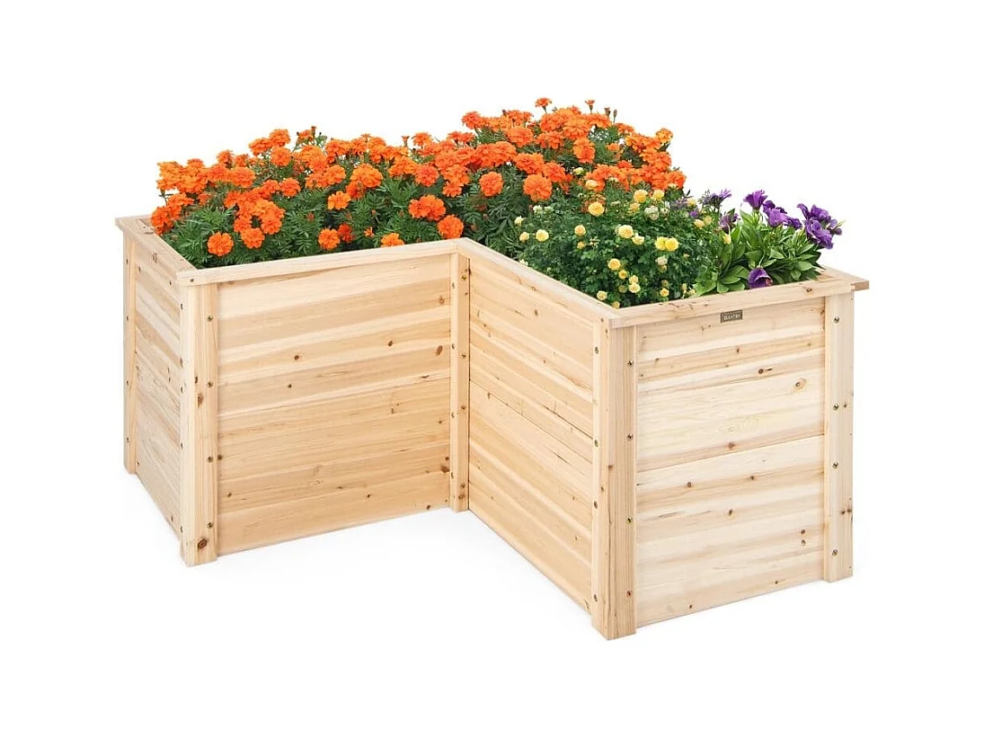 Hochbeet Holz Pflanzkasten für Balkon Garten Terrasse Kräuterbeet Blumenkasten 120 x 120 x 63 cm Natur