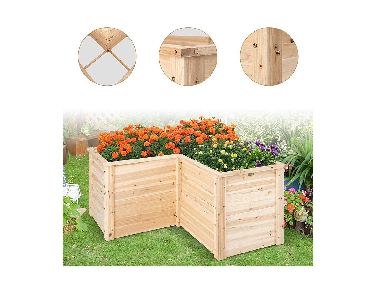 Hochbeet Holz Pflanzkasten für Balkon Garten Terrasse Kräuterbeet Blumenkasten 120 x 120 x 63 cm Natur