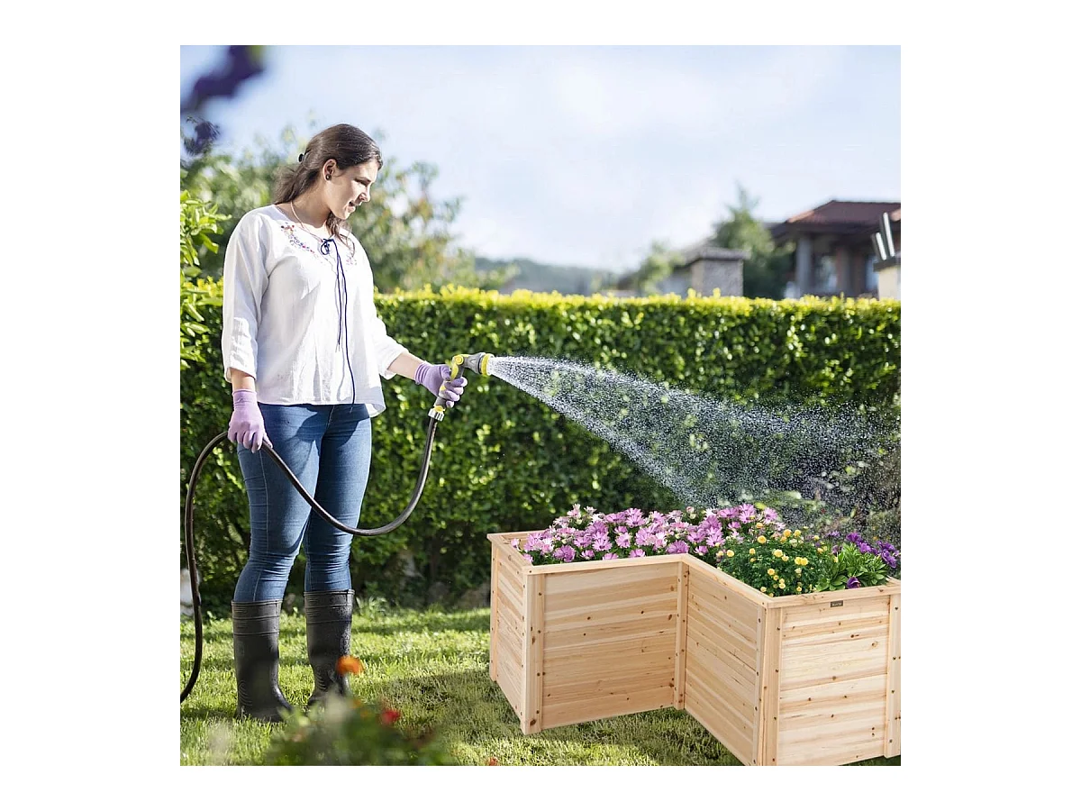 Hochbeet Holz Pflanzkasten für Balkon Garten Terrasse Kräuterbeet Blumenkasten 120 x 120 x 63 cm Natur