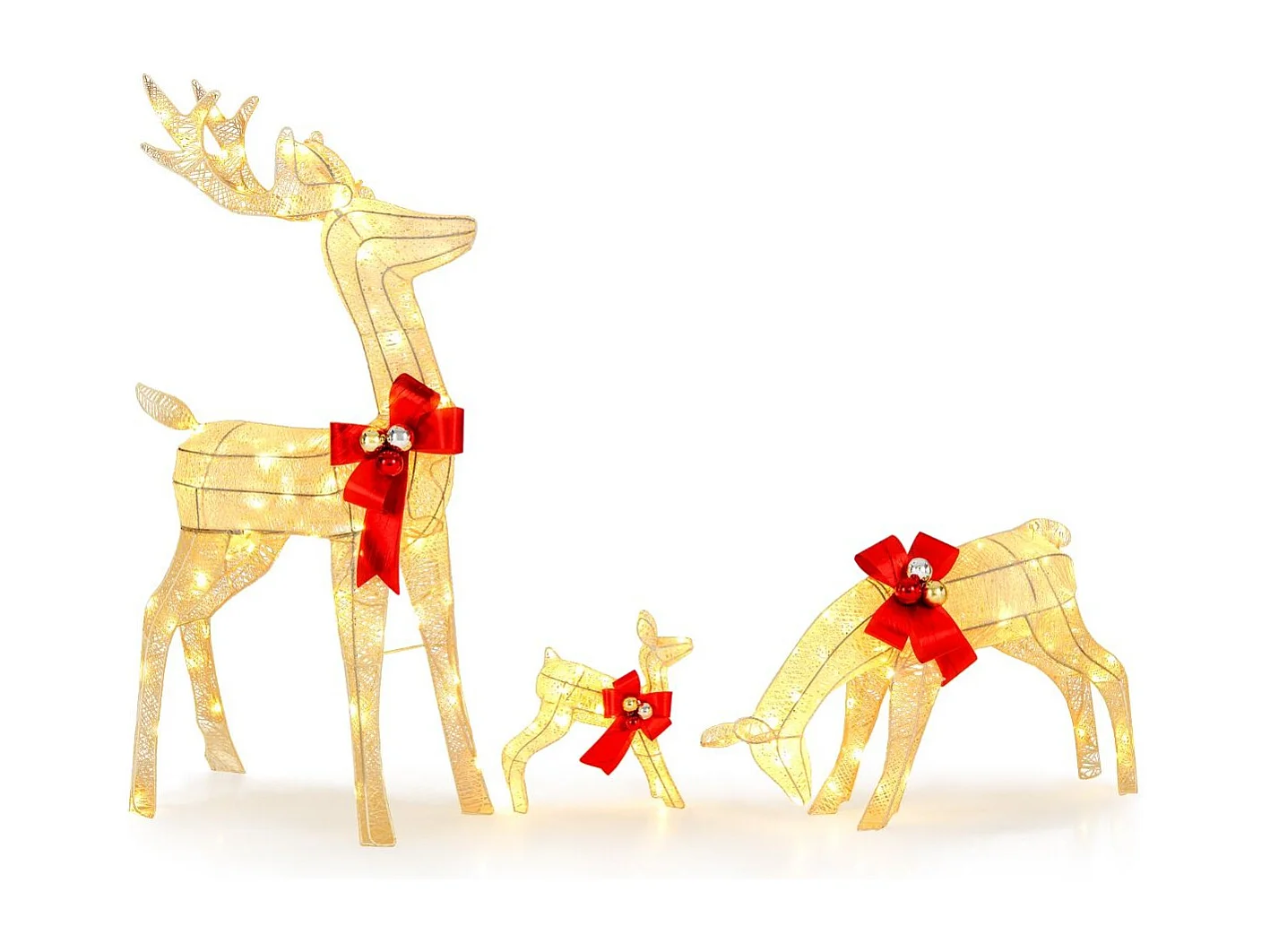 Set di 3 renne luminose da 116/42/30cm, Decorazione natalizia con 230 luci LED picchetti per interni ed esterni