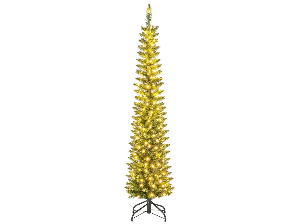Albero di Natale artificiale slanciato con luci LED, 180 cm