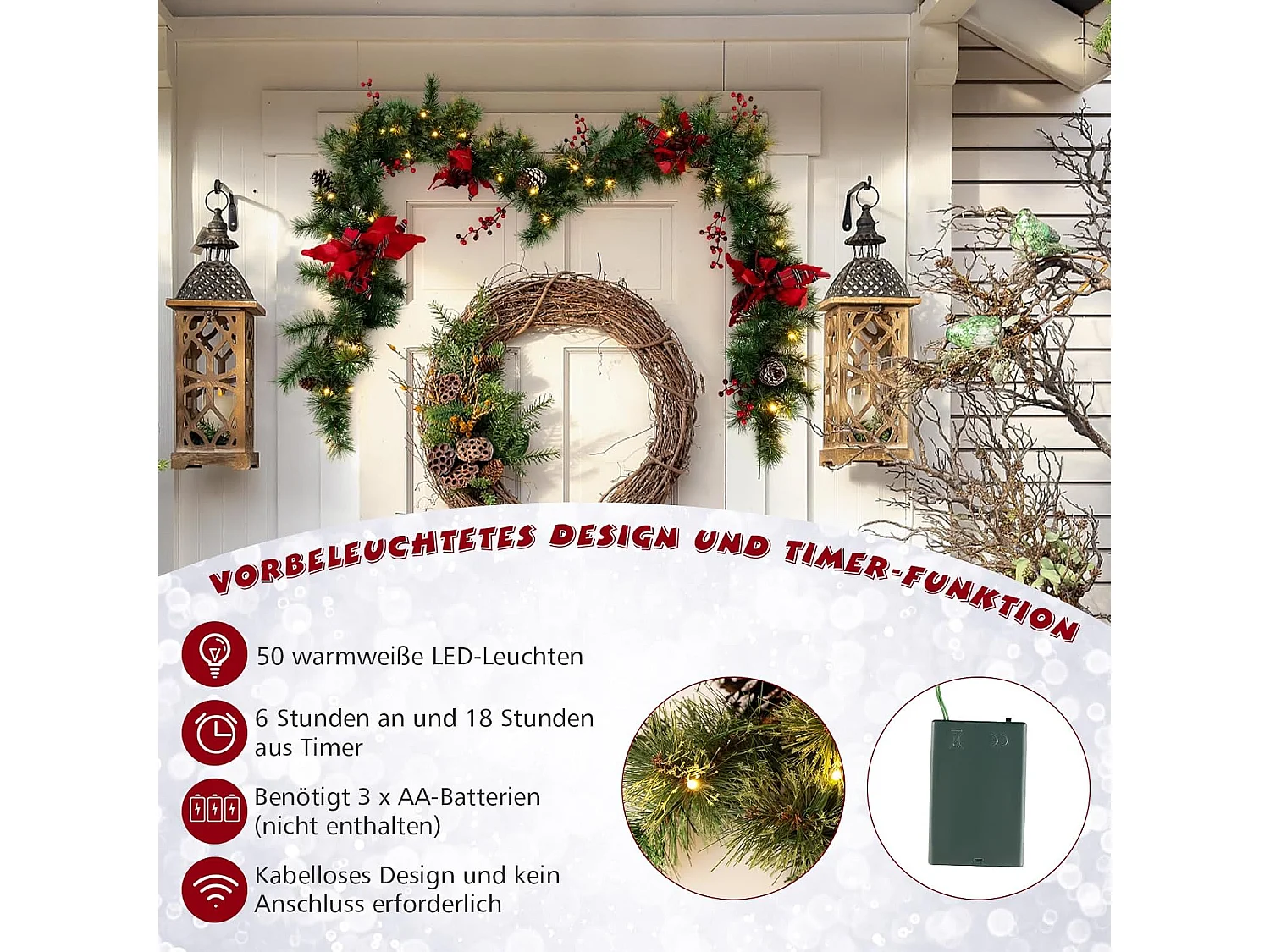 Weihnachtsgirlande mit Beleuchtung