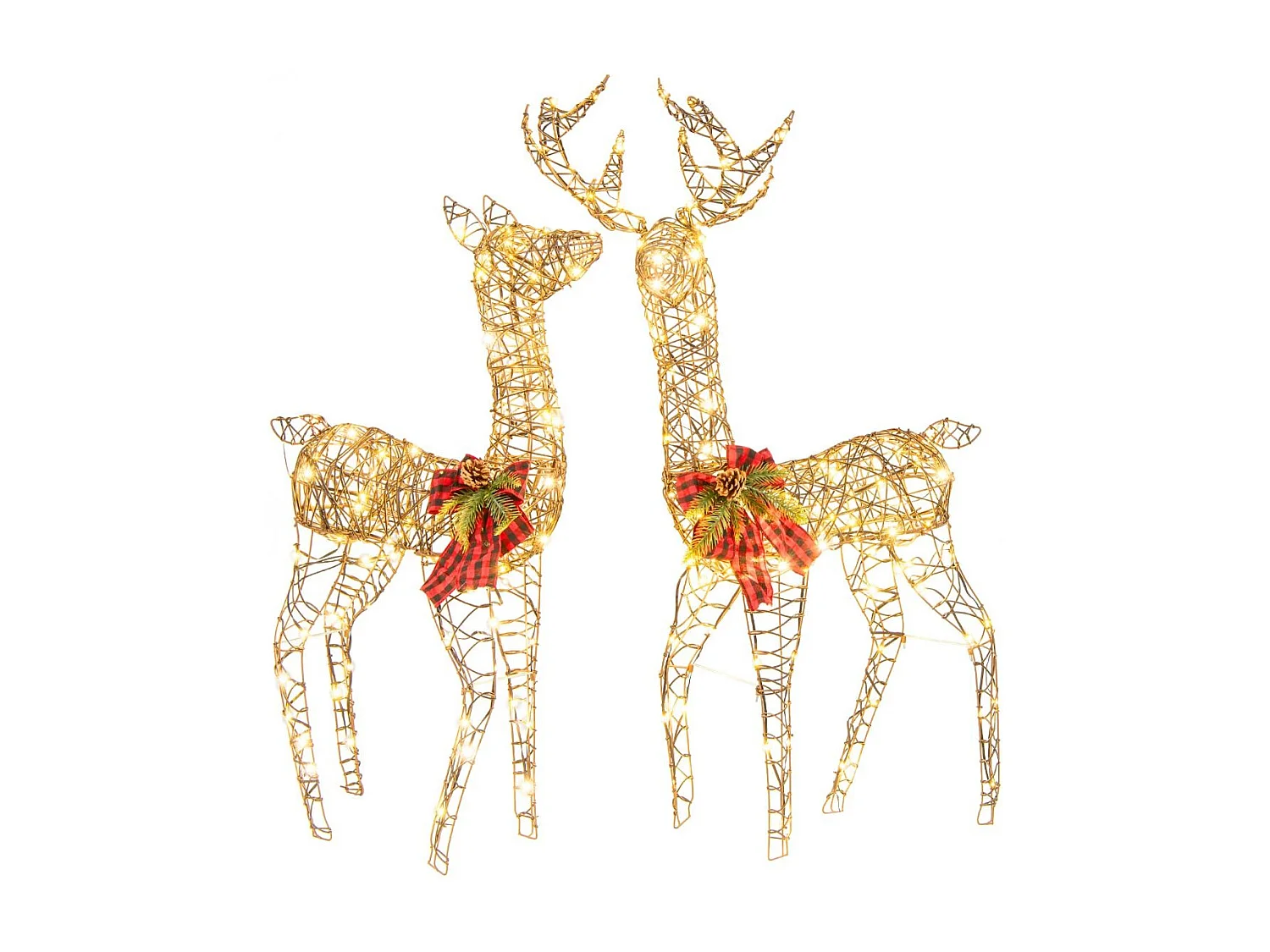 2-teilige LED Rentier Familie mit 200 LED-Lichtern Weihnachtsdeko Beleuchtetes Rentier