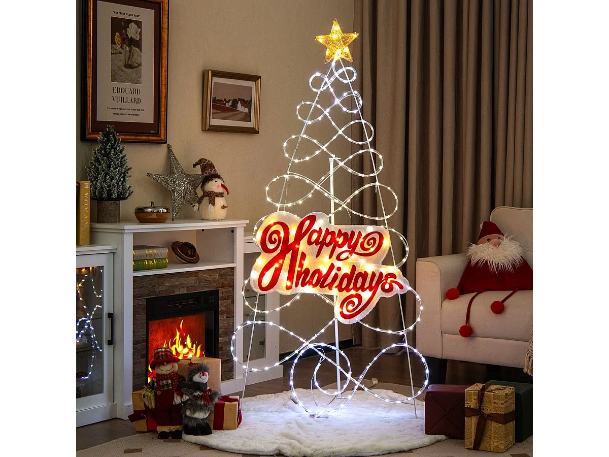 170cm LED Weihnachtsbaum mit Farbewechselnde Lichter & 6 Lichtmodi & Buchstaben & Stern