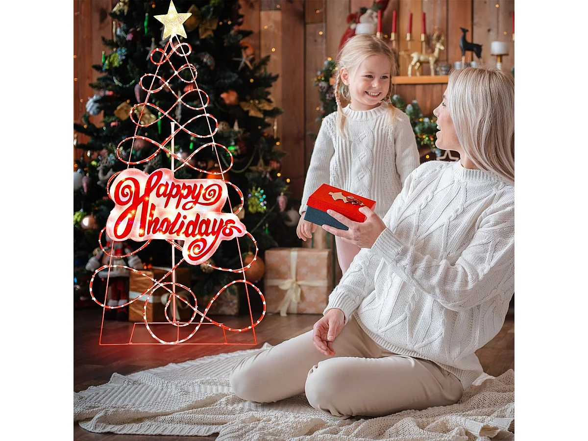 170cm LED Weihnachtsbaum mit Farbewechselnde Lichter & 6 Lichtmodi & Buchstaben & Stern