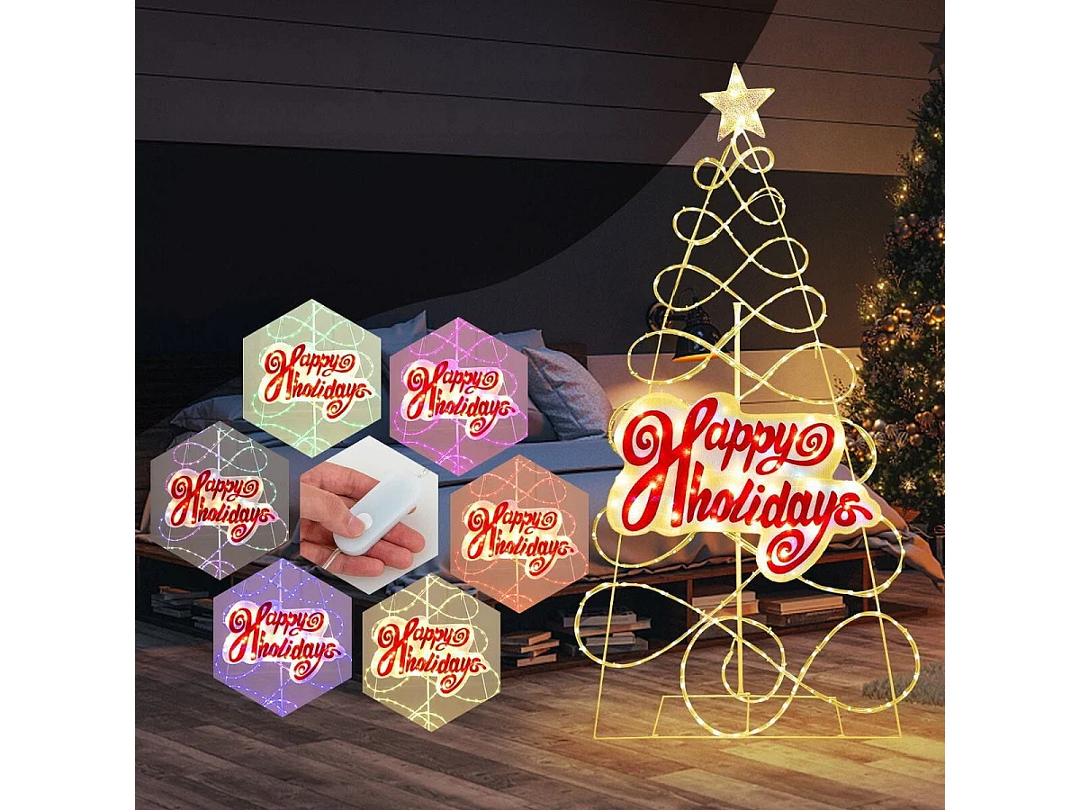 Albero di Natale colorato con 216 luci LED 6 modalità di illuminazione, Decorazioni di Natale da 170cm