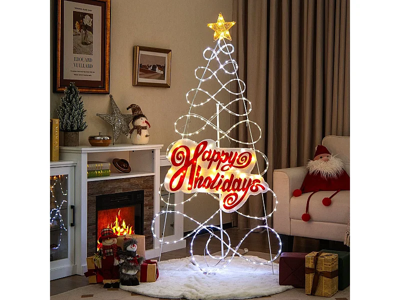 Décoration de Noël Colorée de 170 cm Sapin de Noël Pré-éclairé avec 216 Lumières LED 6 Modes d'Éclairage Décoration de Noël et Nouvel An