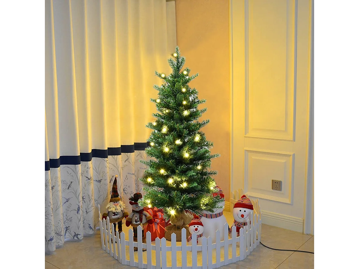 Albero di Natale con 50 luci LED e timer, Albero artificiale 363 rami base stabile di cemento