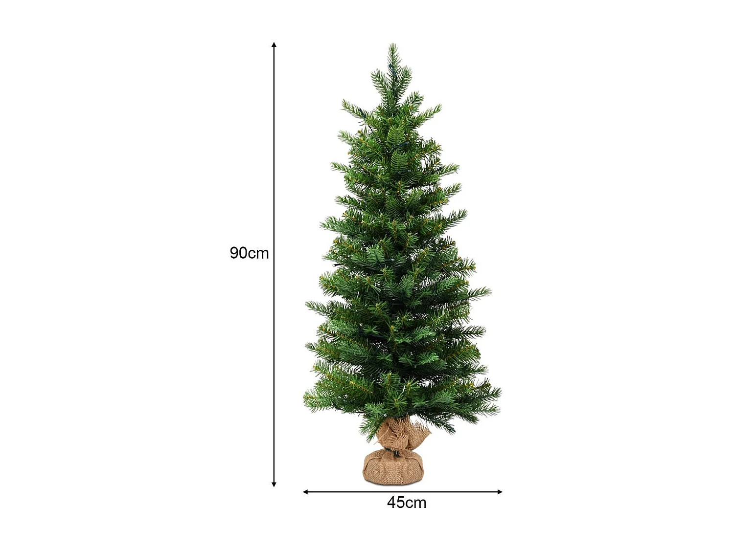 Albero di Natale con 50 luci LED e timer, Albero artificiale 363 rami base stabile di cemento