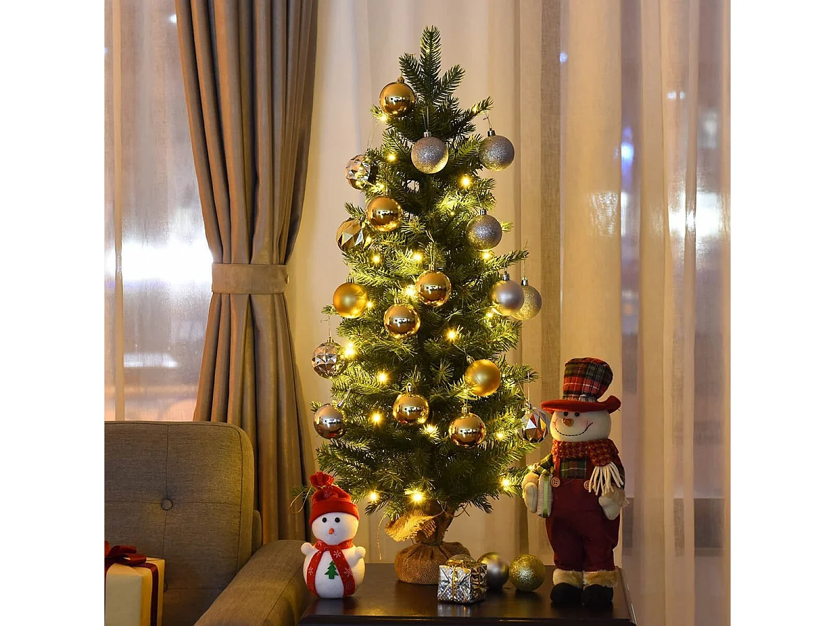 Albero di Natale con 50 luci LED e timer, Albero artificiale 363 rami base stabile di cemento