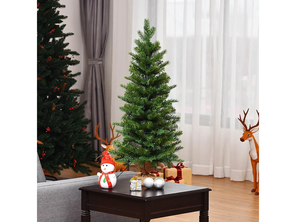 Albero di Natale con 50 luci LED e timer, Albero artificiale 363 rami base stabile di cemento