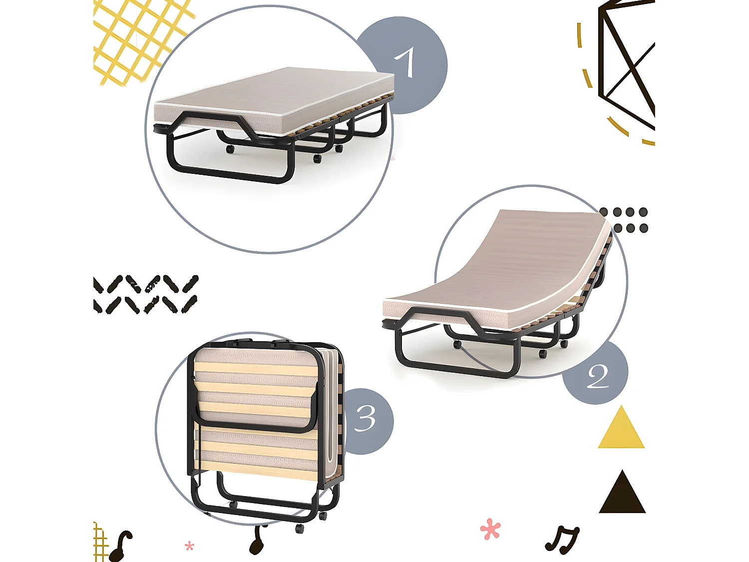 80x200cm Gästebett Klappbar