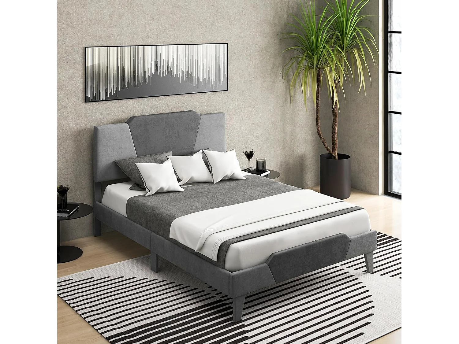 Doppelbett mit Lattenrost und Kopfteil