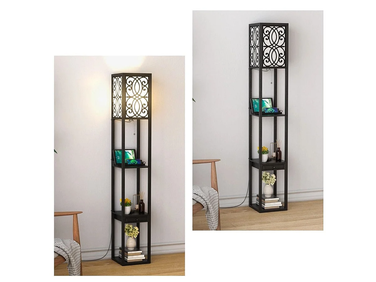 lampada da terra con presa elettrica e porta USB