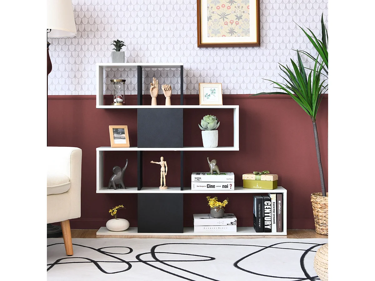Modernes, geometrisches Bücherregal – Regal für das Wohnzimmer