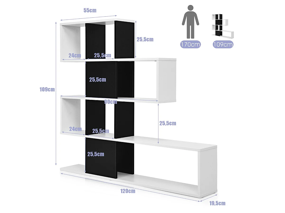 Modernes, geometrisches Bücherregal – Regal für das Wohnzimmer
