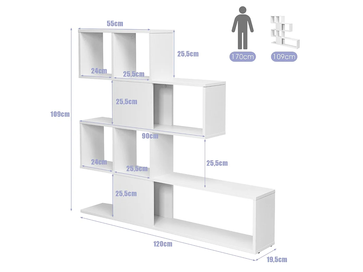 Modernes, geometrisches Bücherregal – Regal für das Wohnzimmer