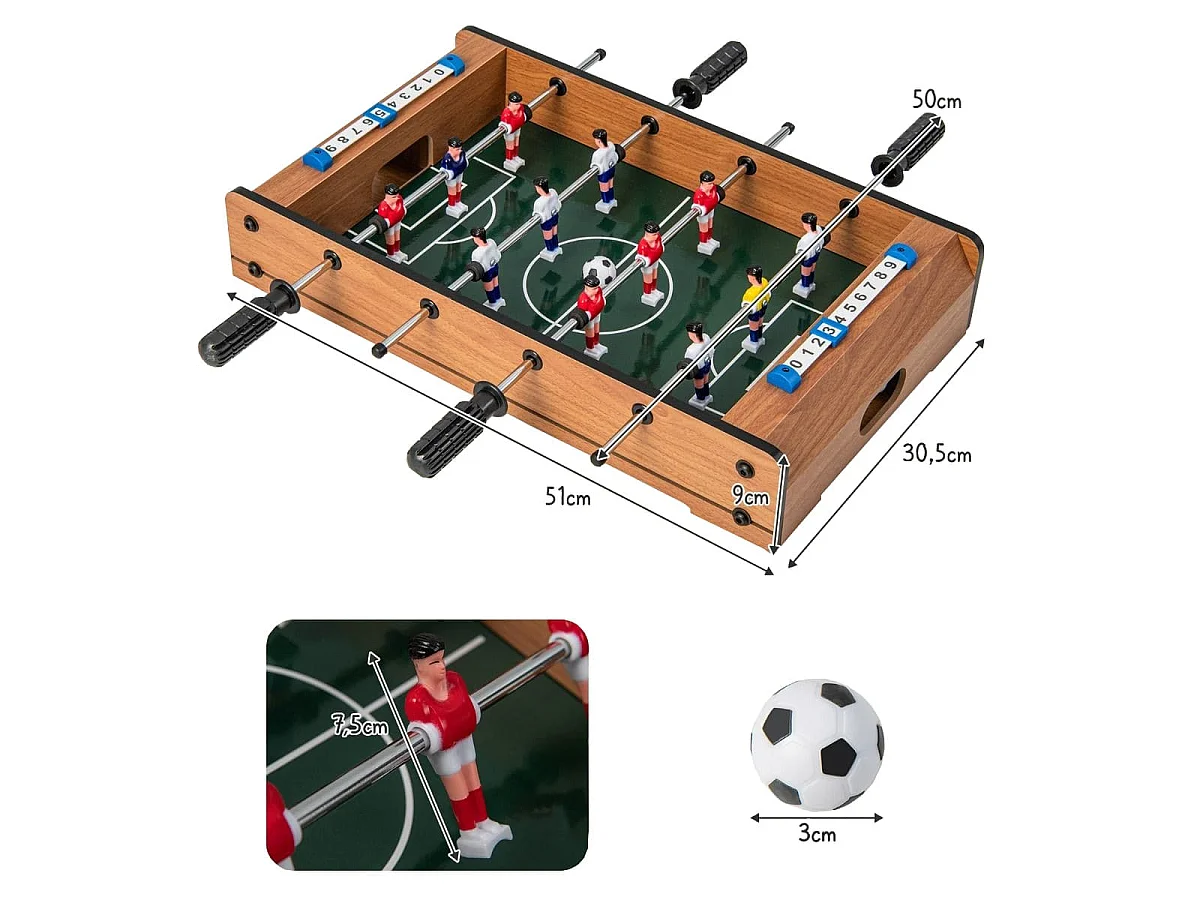 Mini calcio balilla, gioco di abilità, 51 x 30,5 x 9 cm