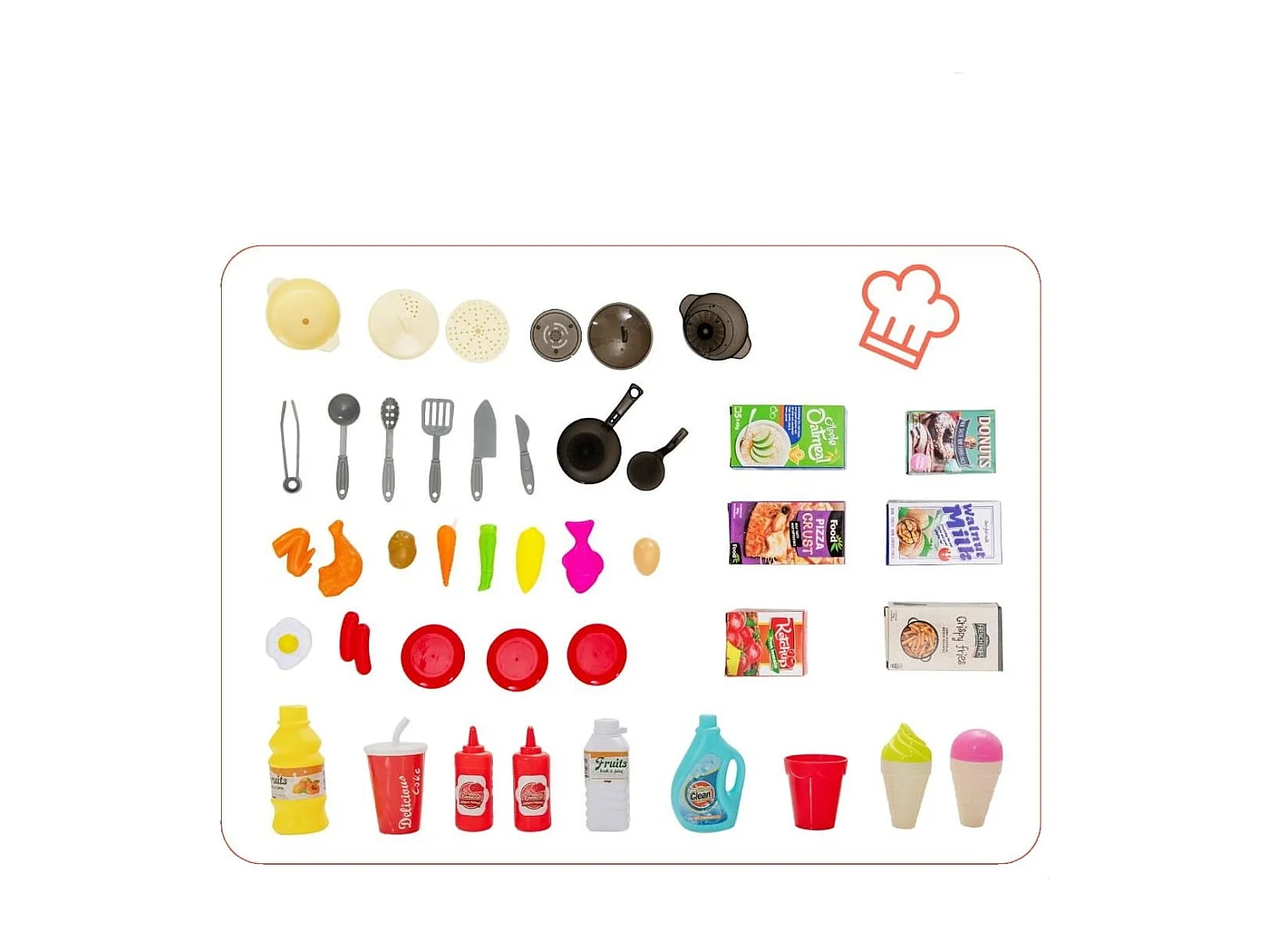 69-Teilige Spielküche Kinderküche mit Dampf- & Kocheffekten Orange 66 x 23 x 83 cm