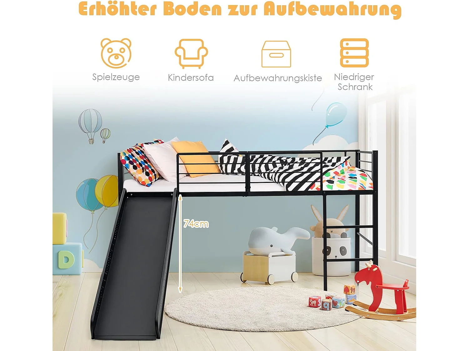 Kinderbett Spielbett mit Rausfallschutz