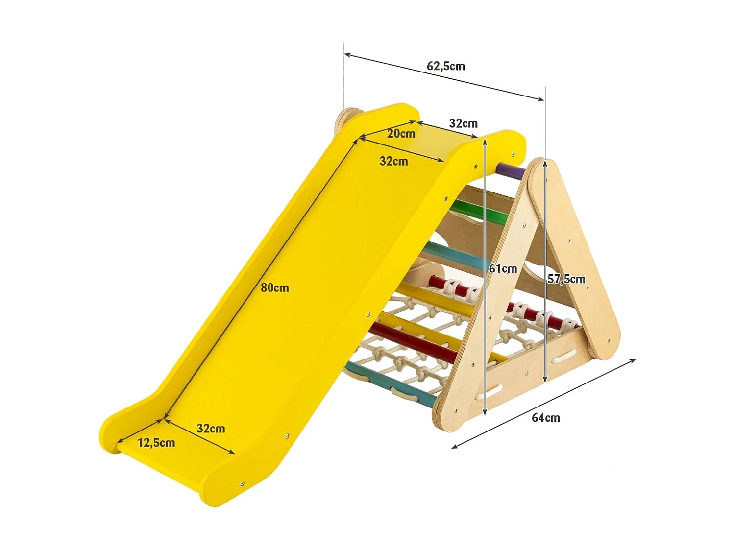 Kletterspielzeug für Kleinkinder Dreieckiges 4-in-1 Klettergerüst mit Rampe Mehrfarbig
