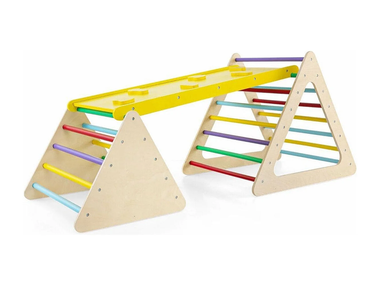 3 in 1 Kletterspielzeug Set mit Kletterdreieck & Leiter & Rutsche Klettergerüst Bunt