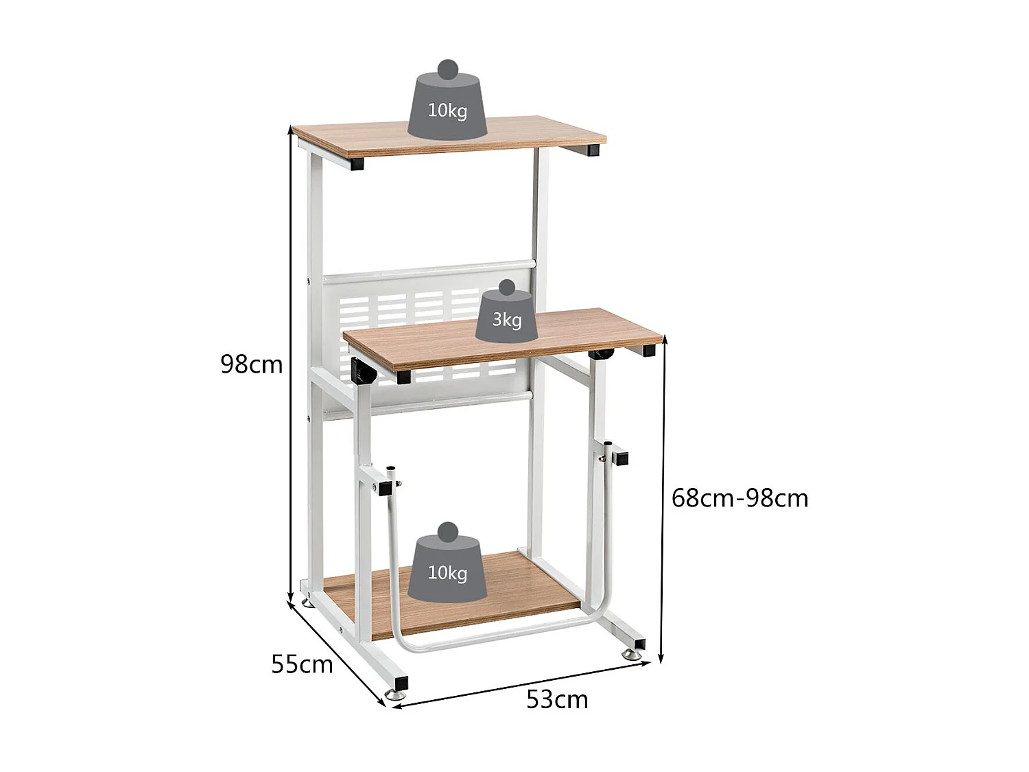 2-in-1-Bürotisch mit Höhenverstellbarer Tischplatte für Präsentationen 55 x 53 x 98 cm