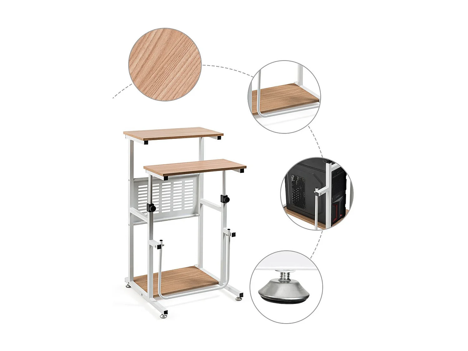 2-in-1-Bürotisch mit Höhenverstellbarer Tischplatte für Präsentationen 55 x 53 x 98 cm