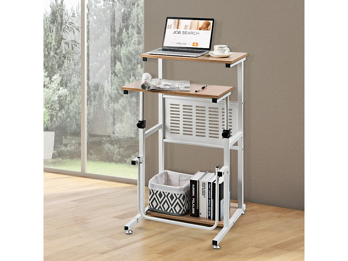 Scrivania 2 in 1 con piano regolabile in altezza, Postazione di lavoro per PC con poggiapiedi per casa e ufficio