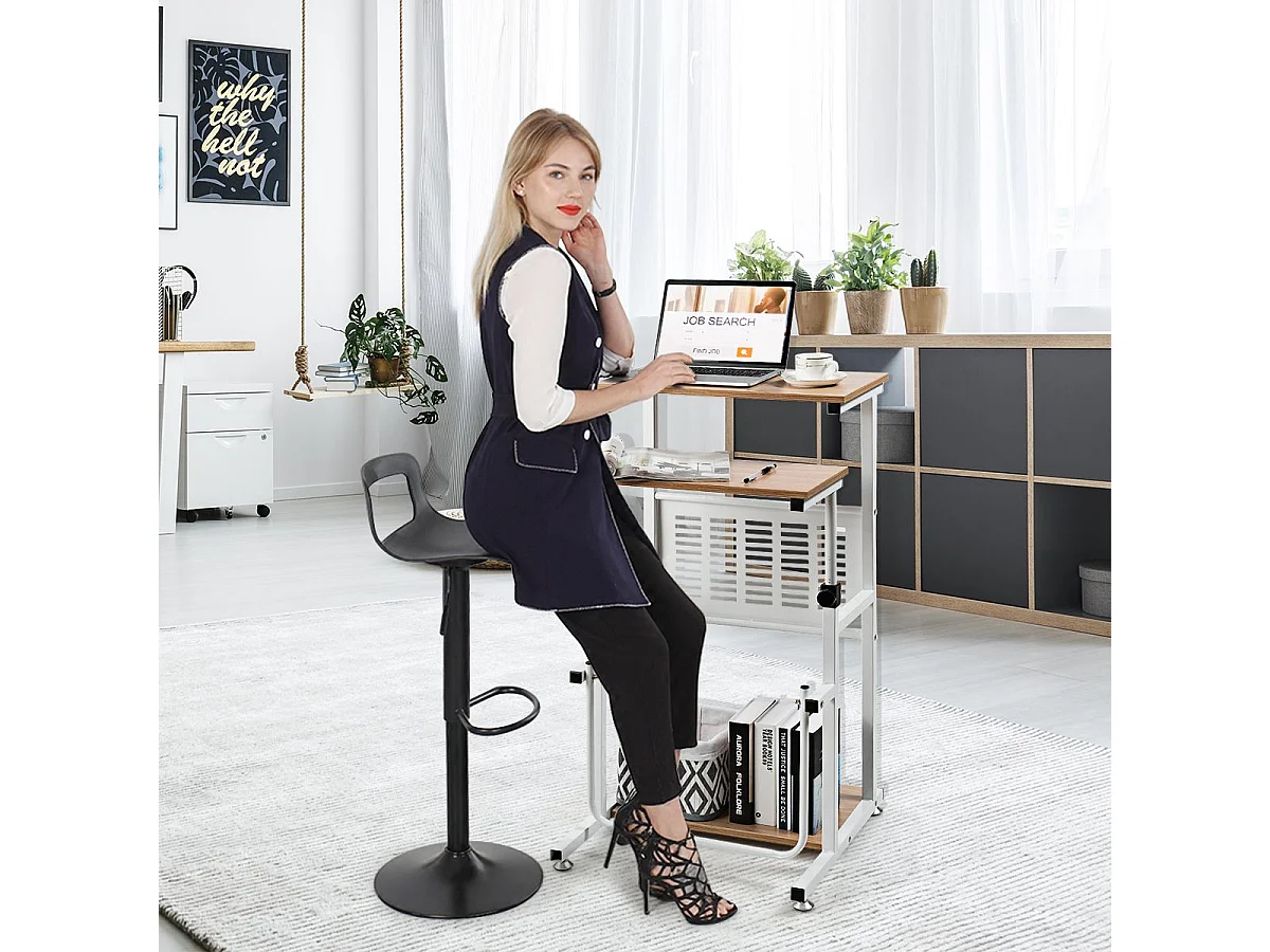 Scrivania 2 in 1 con piano regolabile in altezza, Postazione di lavoro per PC con poggiapiedi per casa e ufficio