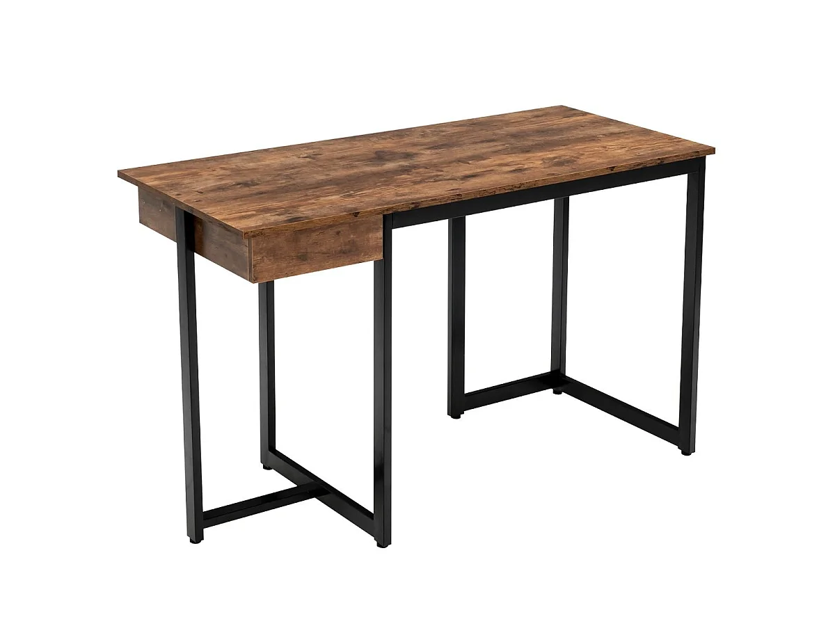 120 x 55 cm Computertisch mit Schublade & Verstellbaren Pads Computertisch Rustikales Braun