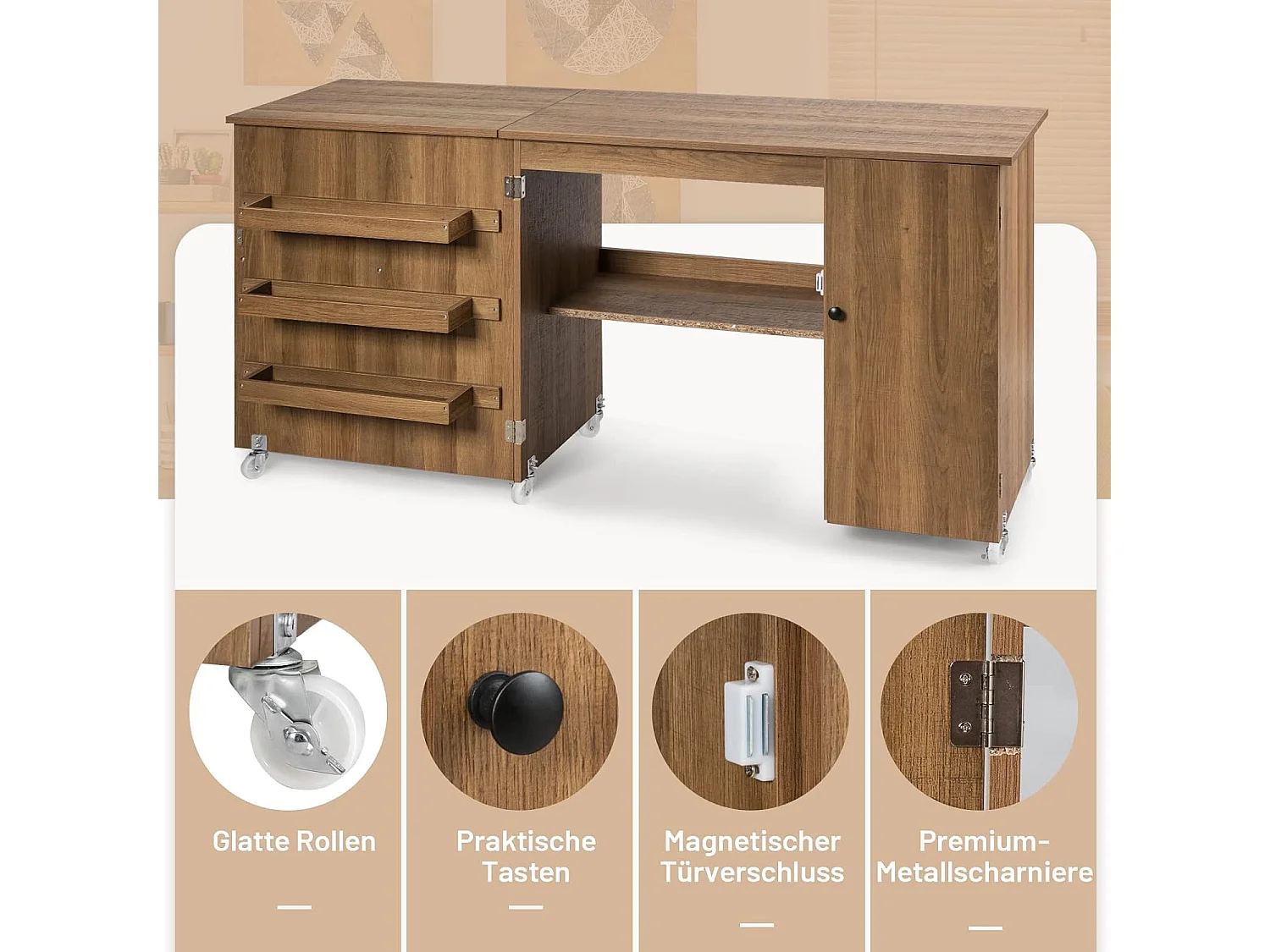 Klappbarer Nähtisch Nähschrank