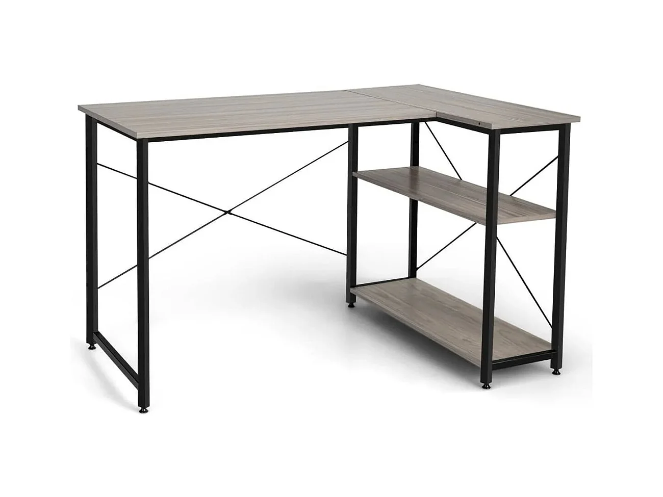L-Form Schreibtisch Eck-Computertisch mit Ablagefächern Bürotisch 120 x 88 x 74,5 cm Grau