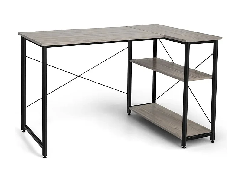 L-Form Schreibtisch Eck-Computertisch mit Ablagefächern Bürotisch 120 x 88 x 74,5 cm Grau