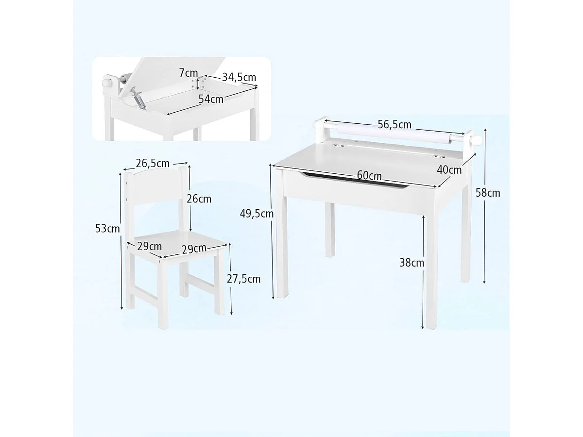 Set aus Kindertisch und Stuhl – Maltisch