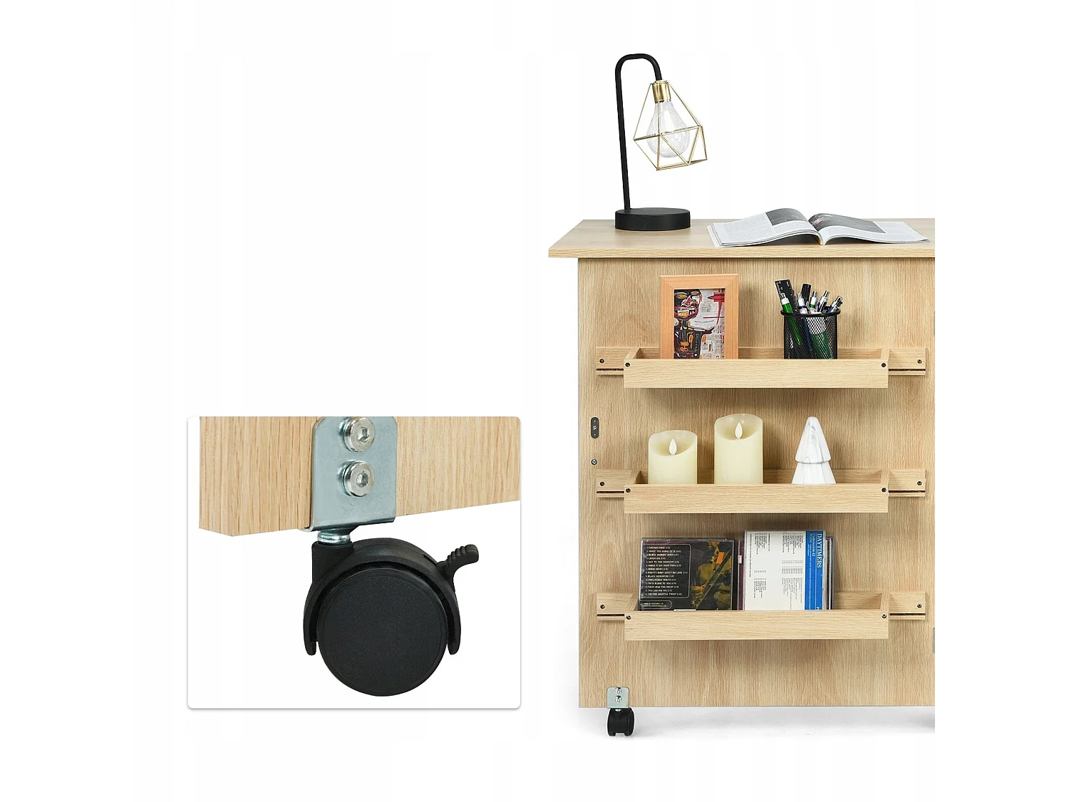 Bureau pliant et meuble de rangement 2 en 1 : commode