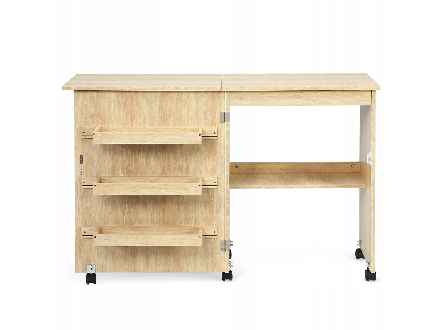 Bureau pliant et meuble de rangement 2 en 1 : commode