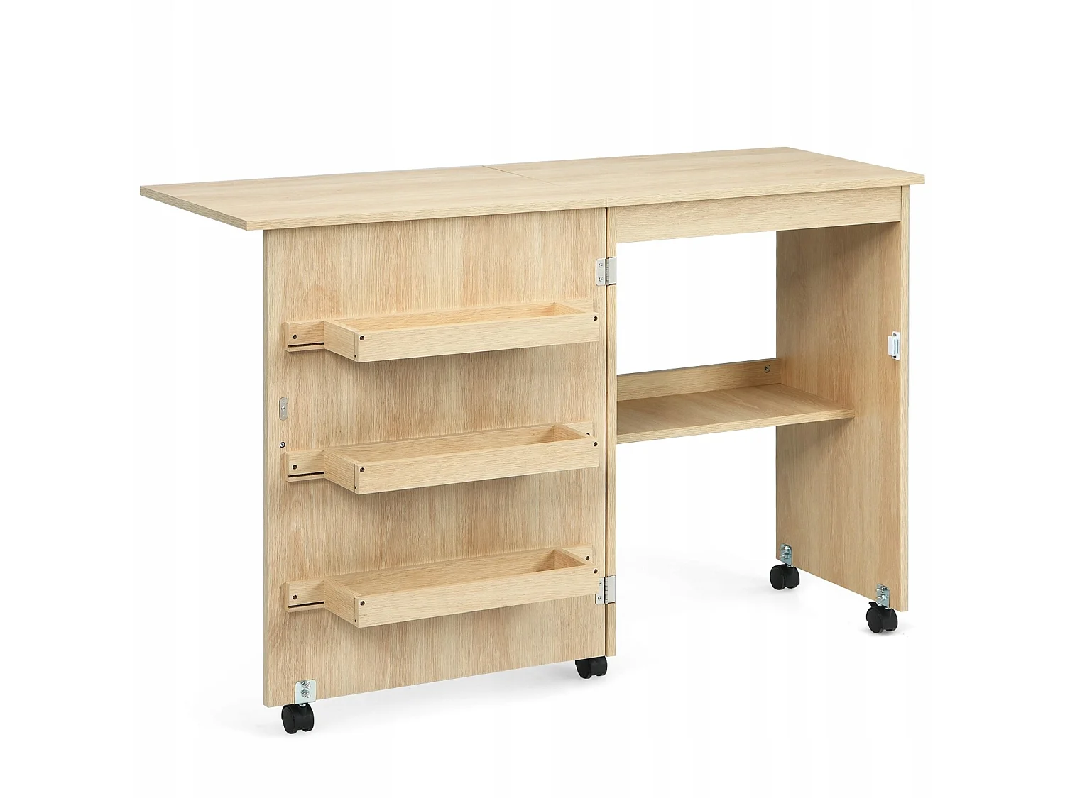 Bureau pliant et meuble de rangement 2 en 1 : commode