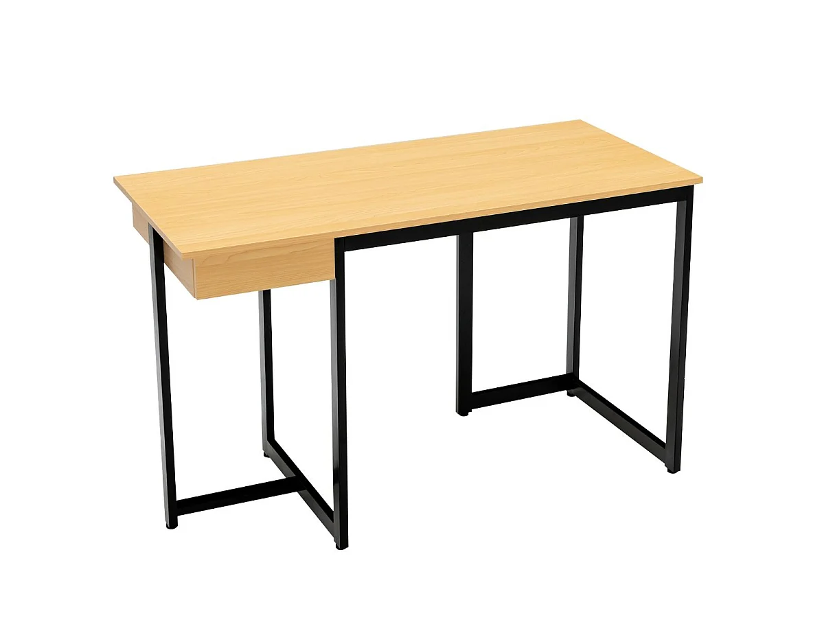 120 x 55 cm Computertisch mit Schublade & Verstellbaren Pads Computertisch Natur