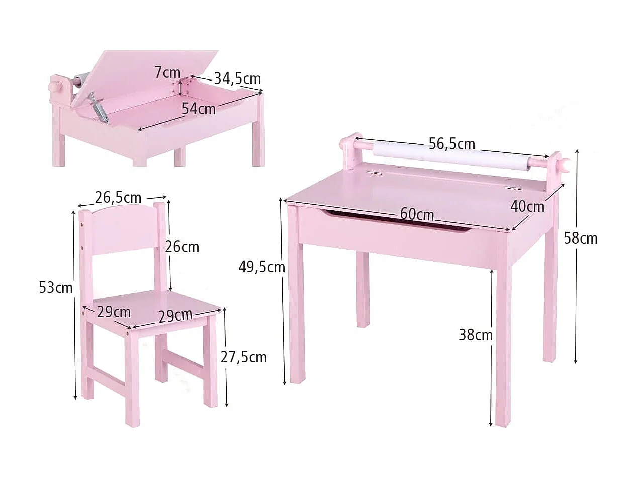 Kindertisch mit Stuhl Sensorisches Tischset für Kinder Rosa