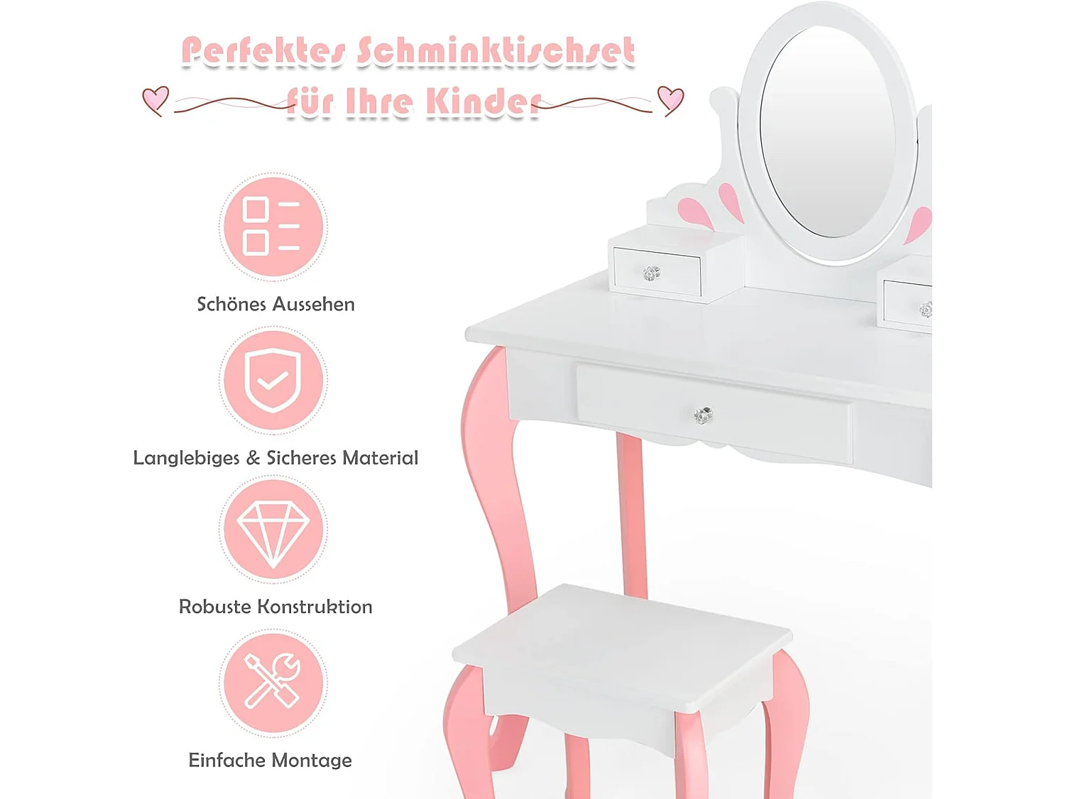 Kinder Schminktisch mit Hocker