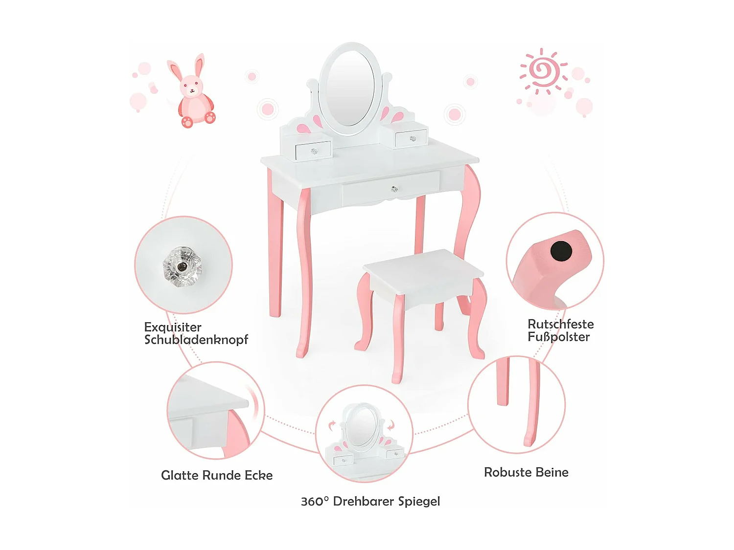 Kinder Schminktisch mit Hocker