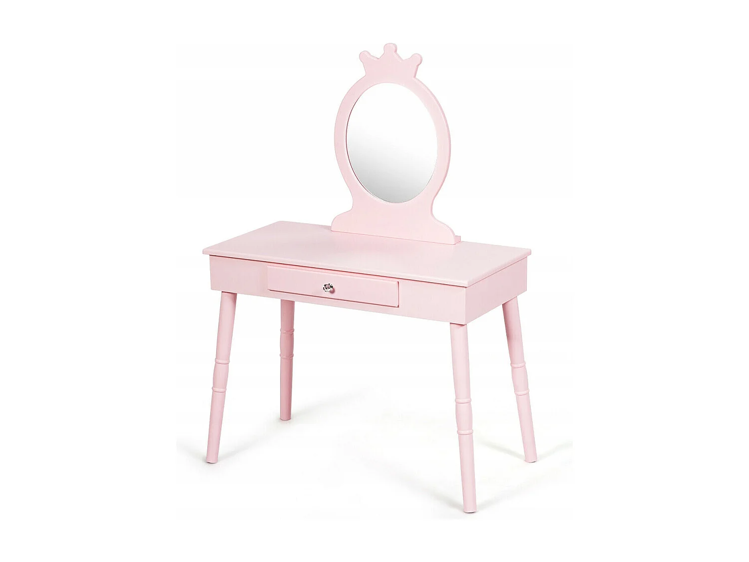 Toeletta con specchio per bambini, Set tavolo e sedia toeletta con cassetti e sgabello imbottito Rosa