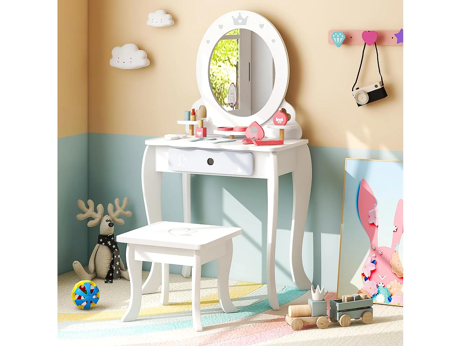 Schminktisch Set mit Hocker