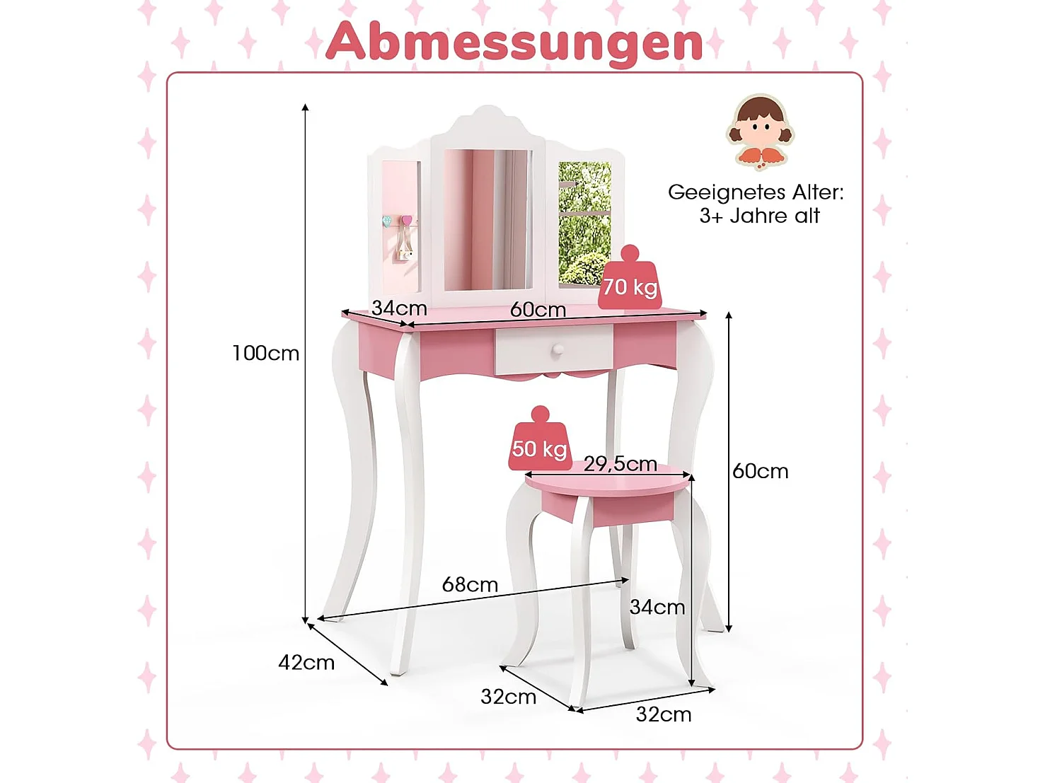 Kinder Schminktisch mit Hocker