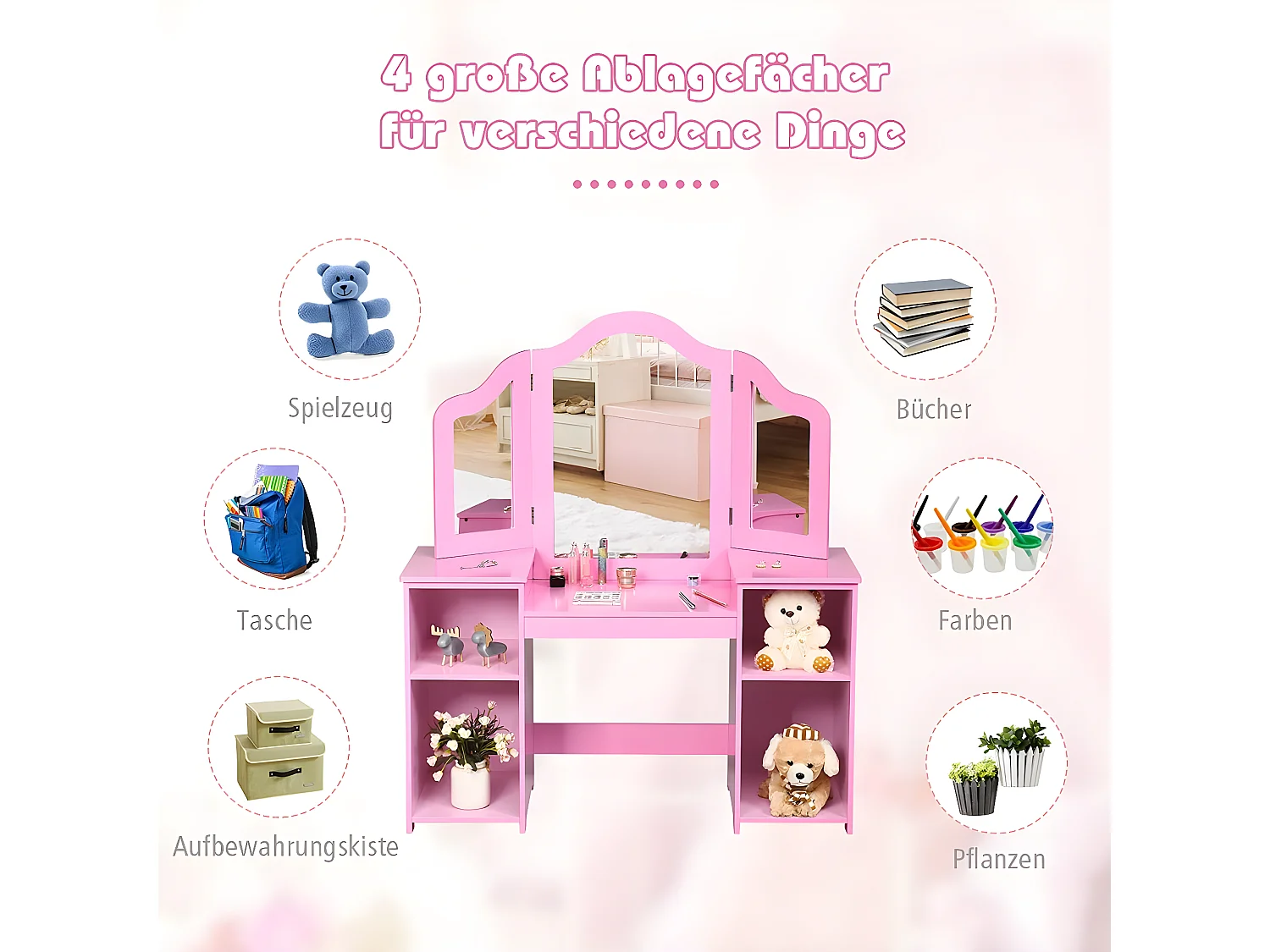 2 in 1 Kinder Schminktisch Schreibtisch